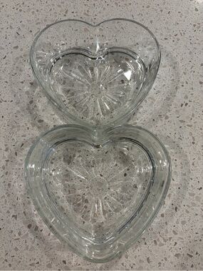 Heart-Shaped Clear Glass Serving Dishes - Set of 2